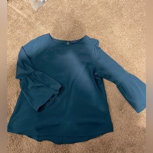 Teal, 3/4 length bell sleeve blouse